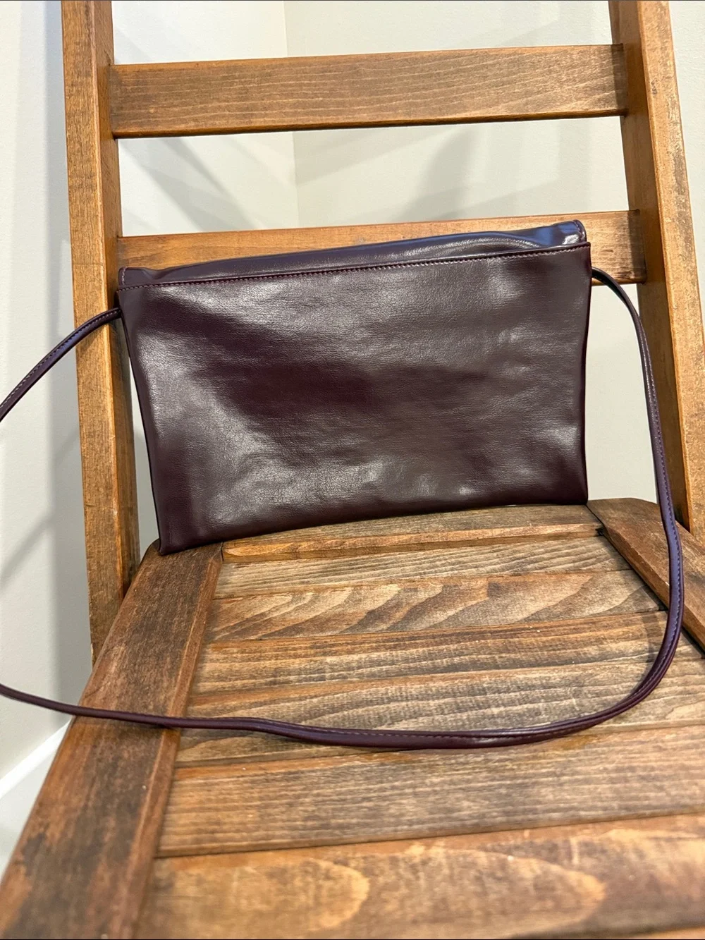 Vintage Oxblood Burgundy Envelope Clutch Shoulder Bag Gold Hardware Minimalist